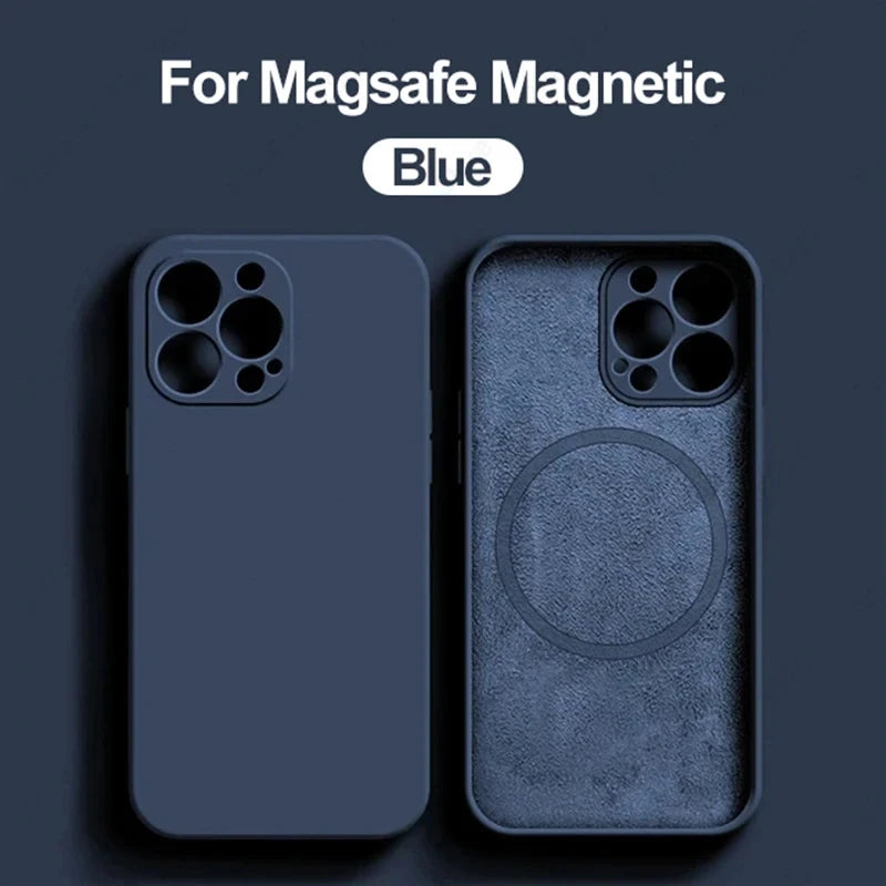 iPhone Magsafe Magnetic (Liquid Silicone) Case For 15 14 13 12 11 Pro Max 15 Plus Accessories Wireless Charge Cover